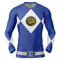 Blue Ranger Power Rangers Long Sleeve Rash Guard Compression