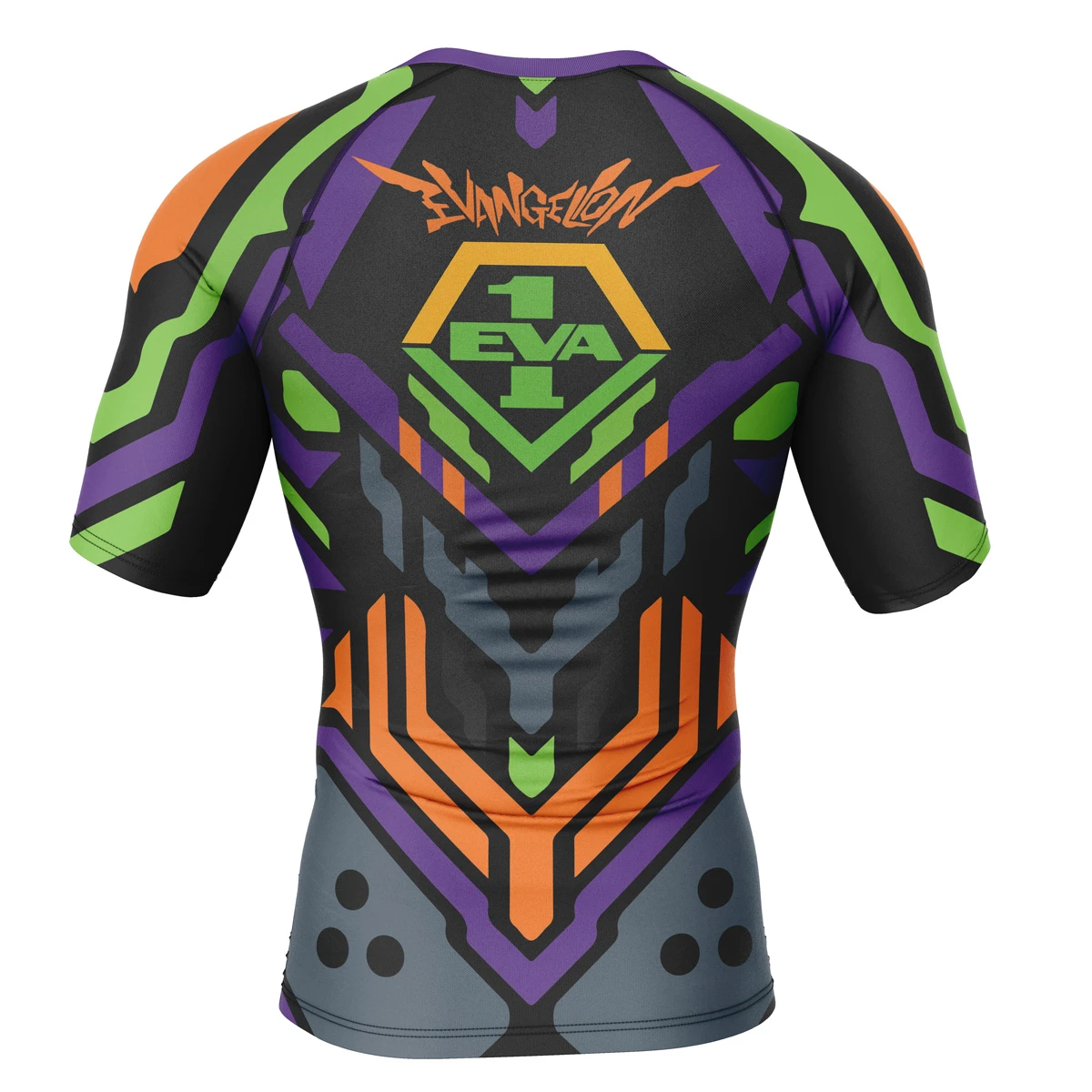 Eva 01 Evangelion Short Sleeve Rash Guard Compression Shirt - Image 2