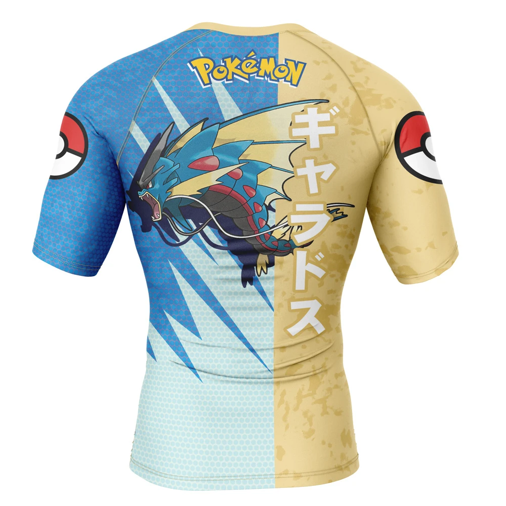 Gyarados Attack Pokemon Short Sleeve Rash Guard Compression Shirt - Image 2