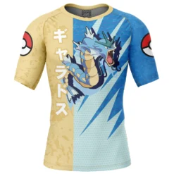 Gyarados Attack Pokemon Short Sleeve Rash Guard Compression Shirt