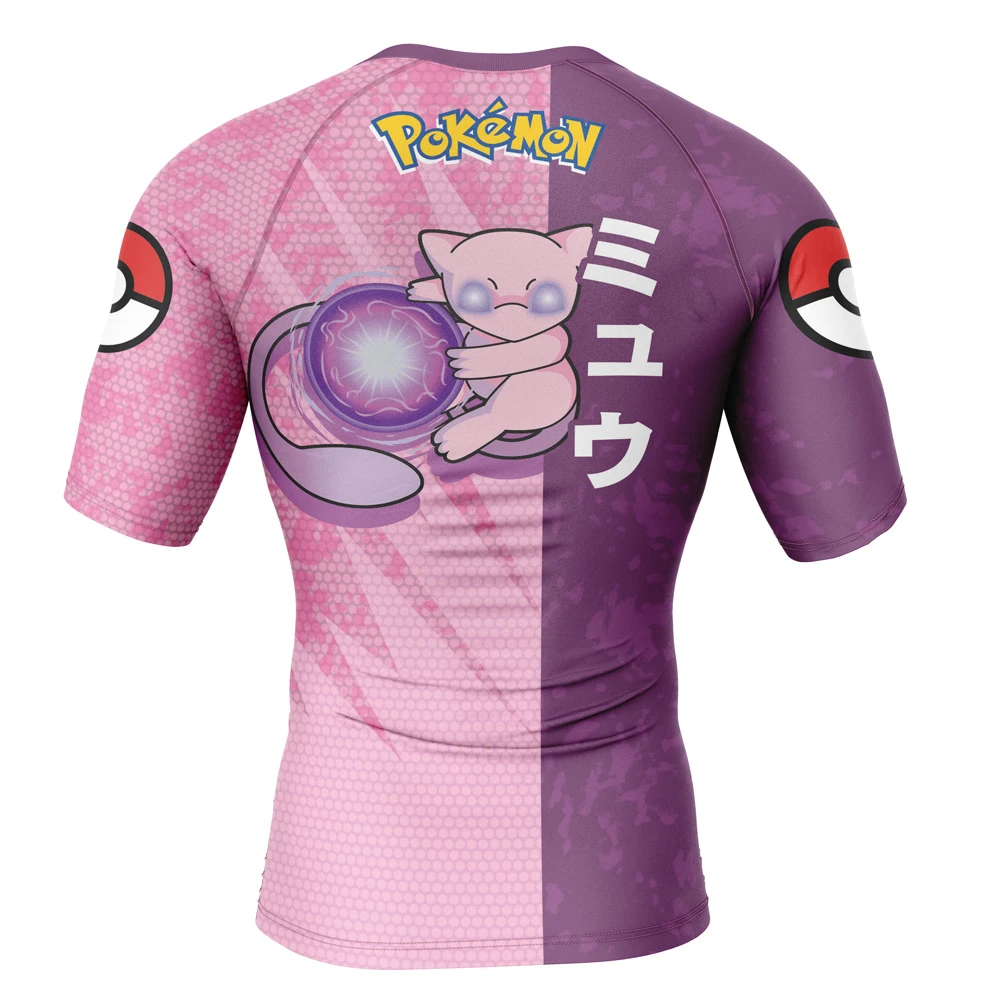 Mew Attack Pokemon Short Sleeve Rash Guard Compression Shirt - Image 2