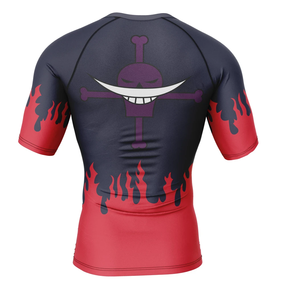 Portgas D Ace’s Arc One Piece Short Sleeve Rash Guard Compression Shirt - Image 2