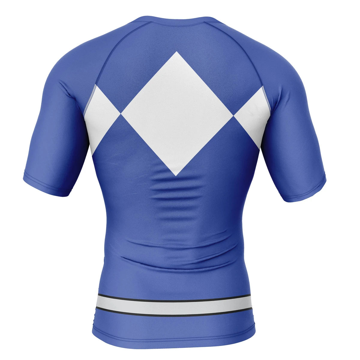 Blue Ranger Mighty Morphin Power Rangers Short Sleeve Rash Guard Compression Shirt - Image 2