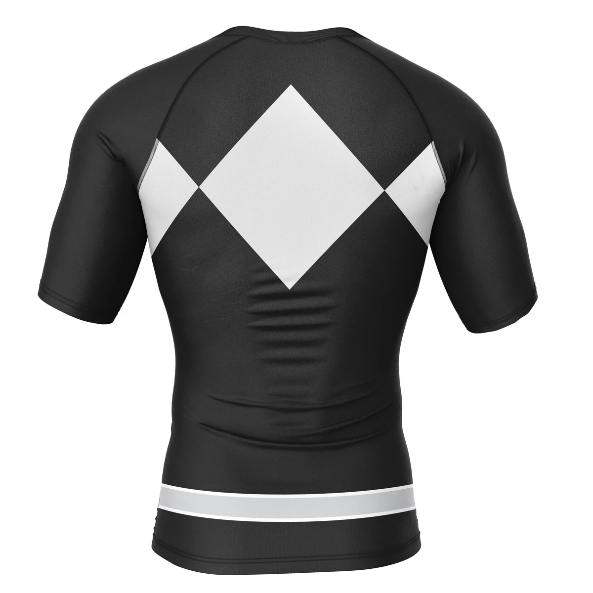 Black Ranger Mighty Morphin Power Rangers Short Sleeve Rash Guard Compression Shirt - Image 2