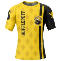 Hufflepuff Harry Potter Short Sleeve Rash Guard Compression Shirt