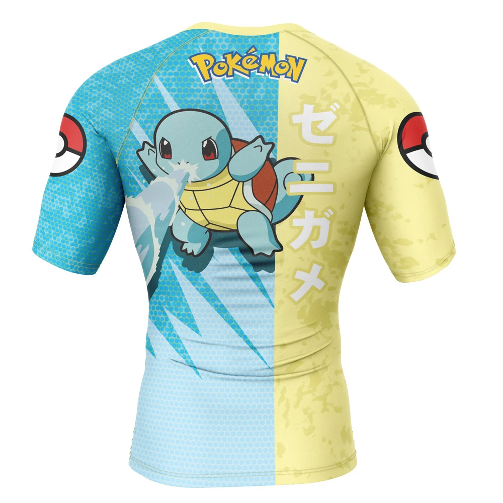 Squirtle Attack Pokemon Short Sleeve Rash Guard Compression Shirt - Image 2