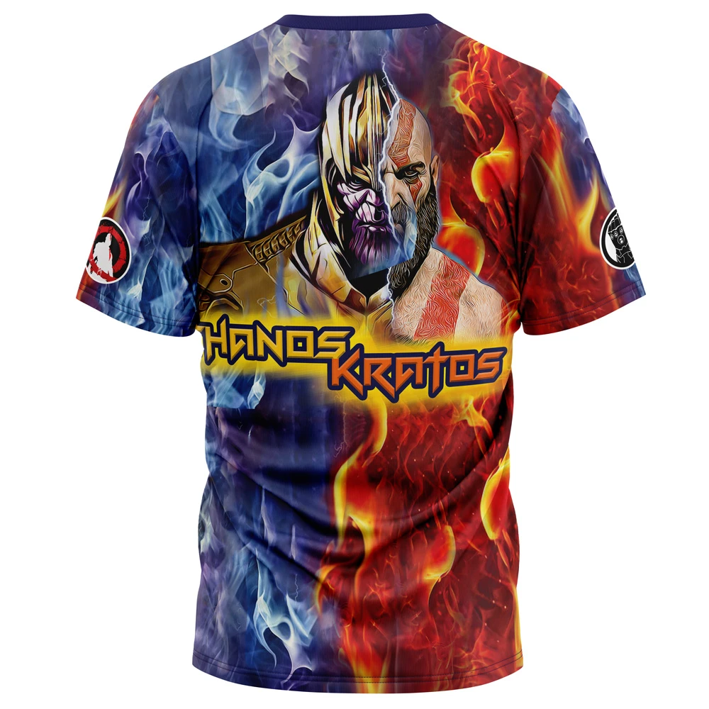 Tripping Thanos And Kratos Marvel T-Shirt - Image 2
